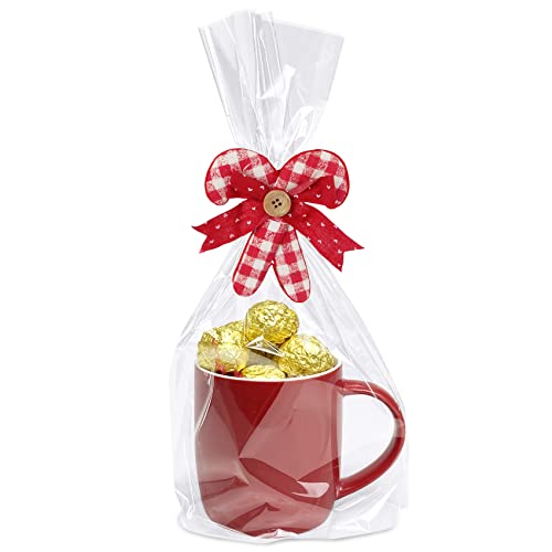 Morepack Flat Bottom Cellophane Bags 100 Pcs 7x3x12 Inches Clear Cello Bags Flat Bottom Cellophane Treat Bags for Cookie (No Side Gusset)