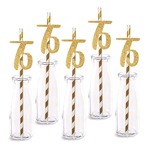 Pitillos decorativos dorados con números, pack 24 miniatura 1
