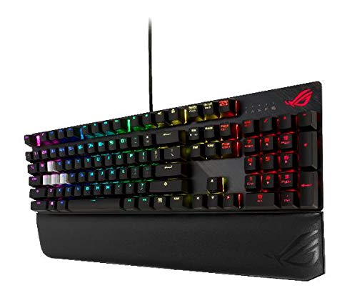 Asus ROG Strix Scope Deluxe Tastiera Meccanica Gaming RGB Aura Sync, Multimediale, ideale per giochi FPS, Switch Cherry MX RED, Poggiapolsi magnetico. [Layout Italiano]