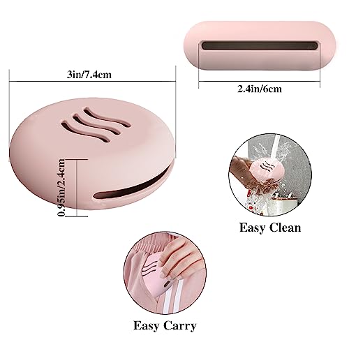 Silicone Makeup Puff Holder Premium Portable Powder Puff CaseTravel Case Silicone Washable Reusable Double Sided Vented Beauty Blenders Blender Holders for Travel(Pink) - Image 4
