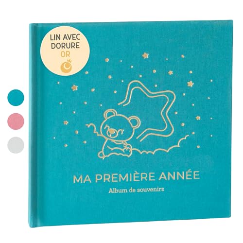 Livre de Naissance Bébé Ma Première Année | Album de Naissance et Livre Souvenir Bébé pour coller des photos et écrire | Album Photo Bebe avec stickers...