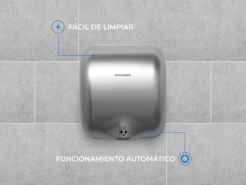 Bremmer Generic Turbo Handtrockner with Hohe Geschwindigkeit, Niedrigenergie, Umweltfreundlich, Elektrischer Trockner. Elektrische Handtrockner für Toiletten Gewerbe Silber