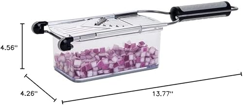 Genius Nicer Dicer Speed - Cortador de verduras con 3 insertos, soporte y recipiente de recolección de 18.6 fl oz, rallador de parmesano, rallador