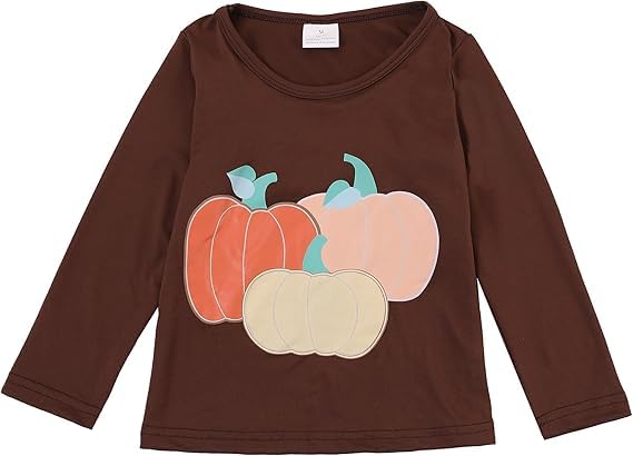 Image of Thanksgiving Toddler Girls T-Shirts Turkey Long Sleeve Shirts Kids T Shirts Cotton Girls Summer Tops 3-8Y