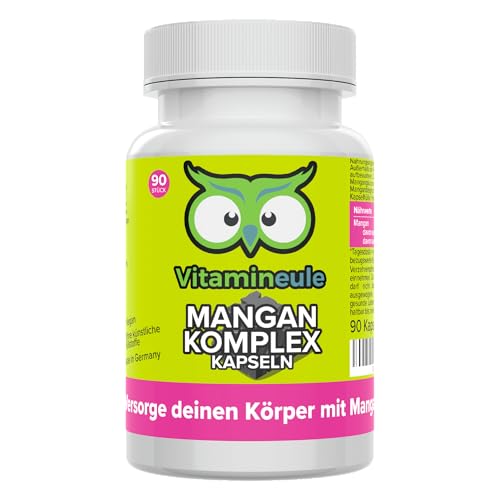 Mangan Komplex Kapseln - 5 mg Mangan aus Gluconat & Bisglycinat - bioaktiv & vegan - Produktion in Deutschland - ohne Zusatzstoffe & laborgeprüft - Vitamineule