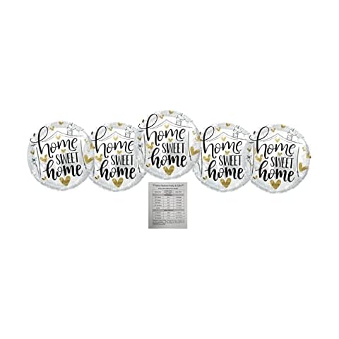 Valueballoon Party & Gifts 5 Piece Home Sweet Home 18'' Balloons Birthday Party Decorations Includes FREE Helium Chart Real Estate House Showing Welcome Cover