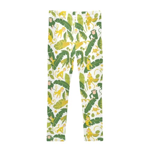 KLL Monkeys Bananas and Palm Leaves Girls Basic Leggings Stretchy Full Length Dance Pants Exercise2