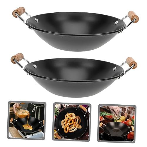 Cabilock 2pcs Small Stainless Steel Hot Pot con Mangos de Madera miniatura 2