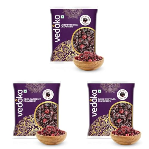 Image of Vedaka Premium Whole Dried Cranberries, 100g (Pack of 3)