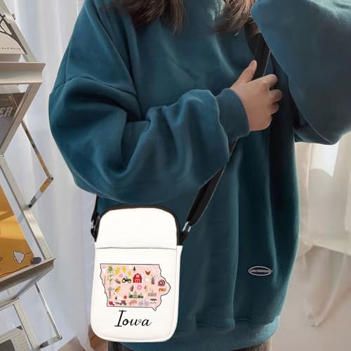HOLLP Iowa City Crossbody Bag Iowa Map Small Sling Bag Iowa Tourist Gift Iowa Hometown Gift 6
