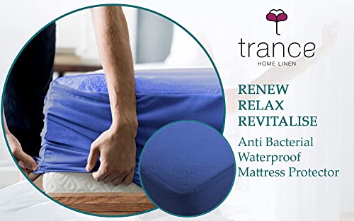 Image of Trance Cotton Feel Terry Ultra Soft Waterproof Mattress Protector |Hypoallergenic Mattresses Cover (75x60 inch | 6.25x5 feet, Classic Blue - Pack of 1)