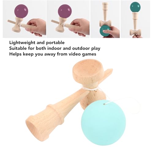 ZJchao Kendama Toy, Kendama Wooden Kendama Toy Hölzer Catch Ball Game Tragbares Kendama Verbessert die Handaugenkoordination mit Schnur für Innen- und Außenbereiche (Green)