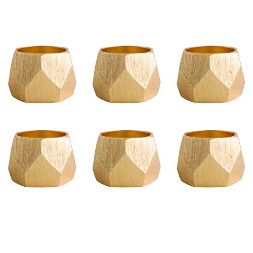 DII Contemporary Chic Napkin Rings for Dinner Parties, Weddings Receptions, Family Gatherings, or Everyday Use, Set Your Table With Style - Gold Geometric Triangle Band, Set of 6