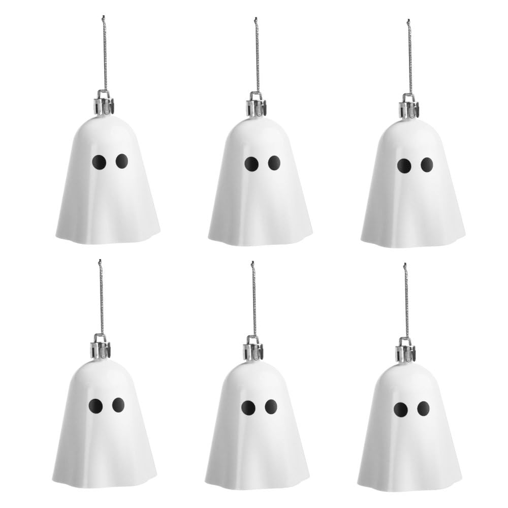 Halloween Hanging Ornaments, 6Pcs Plastic Ghost Decoration Mini Decorative Ghost Ornaments for Christmas Halloween Tree