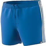 Zwei Seitentaschen adidas Herren 3-Streifen Badeshorts, Bright Blue/Off White, L