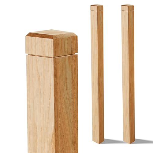Image of CroBlissful 2 Pcs 3 inch x 3 inch x 48 inch Solid Red Oak Stair Newel Post with a Single Groove Notched Newel Wood Balusters for Staircase Interior Railing Newels for Stair Handrails