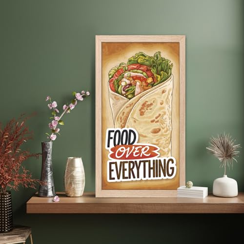 Image of NoWorries Wall art framed painting food posters for cafe decor (Synthetic wood frame) inch300 GSM premium art HD prints inch Wall painting for Home & Kitchen Decor (Pattern illustration)( Set of 1, Framed Painting) (NATURAL, ART-9, 10X19INCHES)