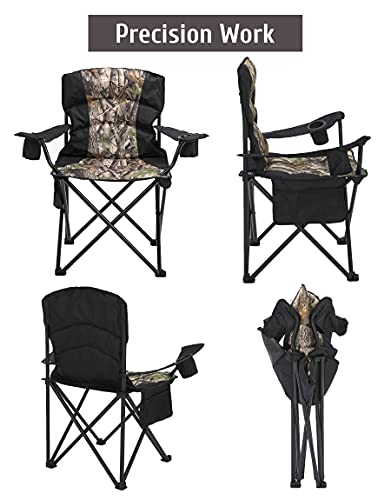 Maiufun Oversized Camping Chair Folding Heavy Duty Quad Outdoor Large Lawn Chairs Portable Support 400 Lbs Padded Thicken Oxford With Armrests, Storage Bag, Cup Holder, Carry Bag For Outside(Camo) #TOP2