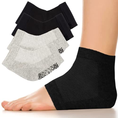 Vive Gel Heel Socks For Dry Cracked Feet (2 Pair) - Moisturizing Treatment For Softer Foot & Heel - Lotion Infused Socks To Repair Cracks & Dryness For Women Or Men - Toeless Spa Socks Overnight #TOP24