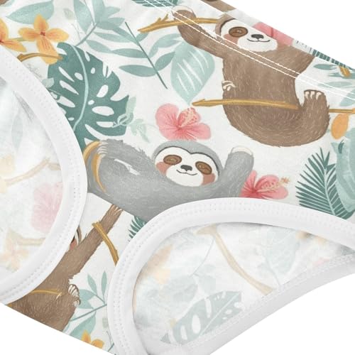 Wusikd Sloths Tree Branches Girls' Underwear Cotton Tropical Leaves Girls Briefs Soft Toddler Underwear 2T4