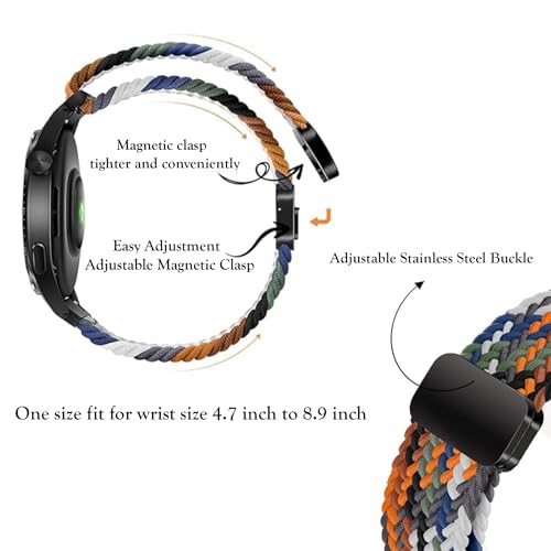 Image of ACM Watch Strap Woven Braided Magnetic 22mm compatible with Fastrack Xtreme Pro Smartwatch Adjustable Belt Band