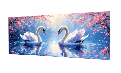 Artisanat Point de Croix Cristal Painting Cygne 30x75
