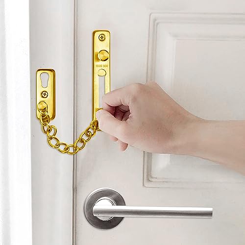 Türkette,Sicherheitsschloss Wohnungstür,Türschloss,tür sicherheitsriegel,türriegel,sicherheitskette,türsicherung einbruchschutz,verriegelung für türen (Elegantes Gold)