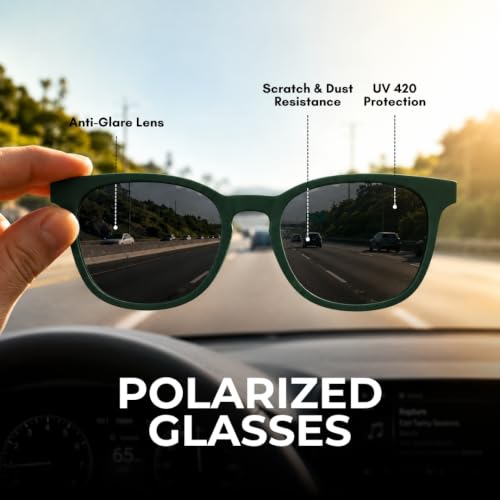 Image of 3 in 1 Clip On Sunglasses for Men & Women | Classic Lightweight Square Frame Zero Power Eyeglasses | Polarized Lens with UV400 | Night Vision Clip On for Driving
