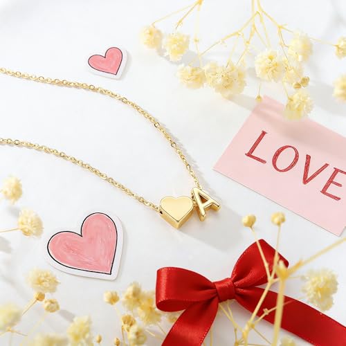 Turandoss Valentines Day Gifts for Kids Teen Girls - Dainty 18K Gold Plated Heart Initial A-Z Pendant Necklace Trendy Jewelry Heart Necklaces Birthday Valentines Day Gifts for Girlfriend Wife Women - Image 6