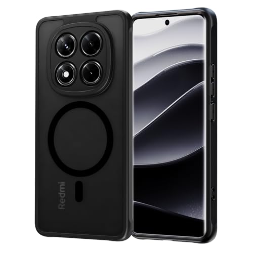 AOMYKE für Xiaomi Redmi Note 14 Pro 5G Hülle Magnetisch [Kompatibel mit MagSafe] Transluzente Matte Anti-Fingerabdruck Kratzfeste PC Rückseite + TPU Bumper Schwarz