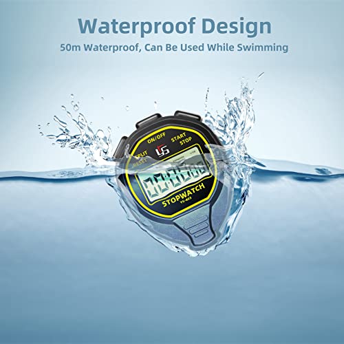 Waterproof Digital Stopwatch Timer, Anteqi Large Display Simple Stopwatch With On/Off Function No Clock No Calendar No Alarm Silent Stopwatch For Baseball Swimming Running Training Kids Coaches #TOP3