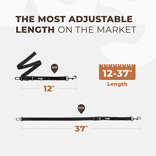 12"-37" Wuglo Dog Seat Belt - Dog Car Harness With Strong Elastic Belt - Durable & Safe Dogs Cars Seat Belts Clip - Universal Dog Seatbelt For Car Travel (Black) #TOP2