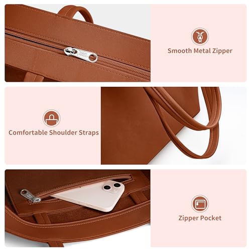 Image of KALIDI Tote Bag Zipper Shoulder Bag Faux Leather Purses Satchel for Women Casual Handbag Work Dating College