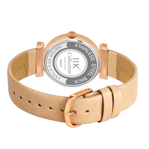 Image of IIK COLLECTION Watches for Women Round Dial |Analogue Quartz Movemnet Ladies Watch|Long Battery Life|Leather Bracelet Strap|Buckle Lock Clasp Safety Watches for Girls