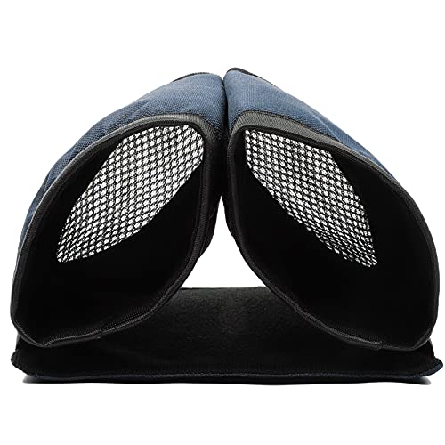 Image of riemot Luggage Travel Cup Holder Free Hand Drink Carrier - Hold Two Coffee Mugs - Fits Roll on Suitcase Handles - Gifts for Flight Attendants Travelers Accessories, 4. Hook & Loop: Navy, Hook & Loop