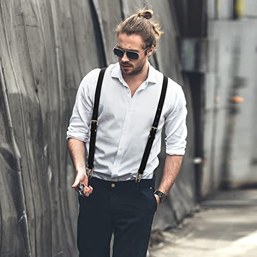 Image of Ringsun Genuine Leather Suspenders for Men, Y Design Hidden Suspenders Under Clothes, Adjustable Accessories for Men