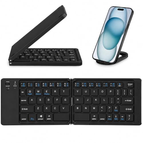 Image of Tobo MiniFold Foldable Bluetooth Keyboard, Ultra Portable 66-Key Wireless Keyboard, Bluetooth 5.0, Rechargeable Battery, Type-C Charging, 150mAh Battery, for Windows, Android,Laptops TD-B028B