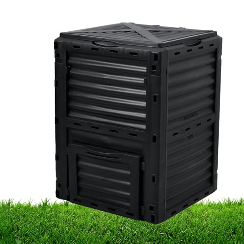 Contenedor de abono para exteriores, compostador grande de 80 galones para una rápida creación de suelos fértiles, diseño de jardín duradero, solución de reciclaje de residuos ecológica