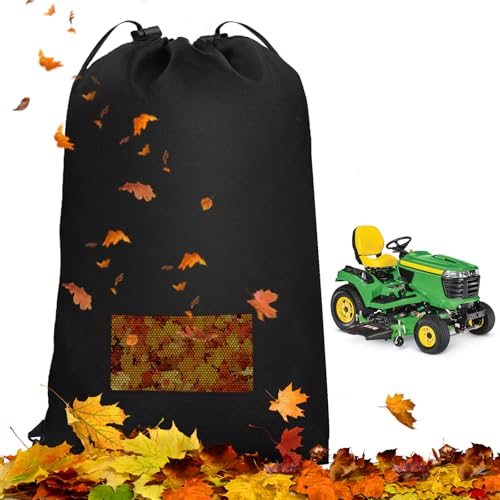 MUTUSHI Lawn Tractor Leaf Bag Large Capacity Lawn Mower Leaf Bag 420D Oxford Fabric Waterproof Wear-Resistant Fits Most Mowers and Sweepers 51.2 D x 78.7 H Black