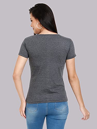 Image of FLEXIMAA Women's Cotton Plain Round Neck Half Sleeve T-Shirt