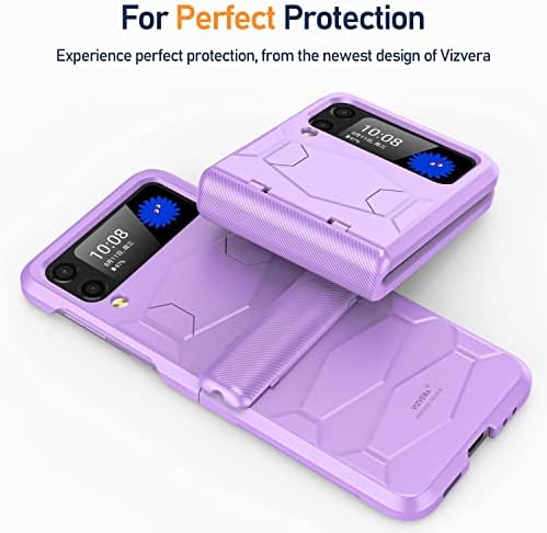 Vizvera for Samsung Galaxy Z Flip 3 Case 2021, Hinge Full Protective (TPU+PC) Cover Armor Shockproof Non-Slip Case Compatible with Samsung Galaxy Z Flip 3 5G (Puple) Purple