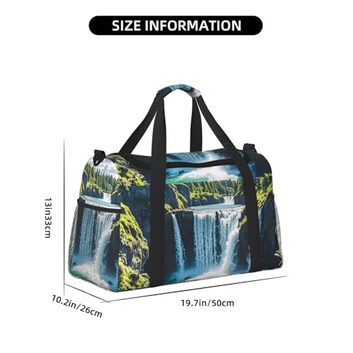 Coastal Cascade Print Travel Duffel Bag for Men & Women, Foldable Travel Bags and Spacious Weekender Tote Bag for Storage Toiletry Luggage Personal Item4
