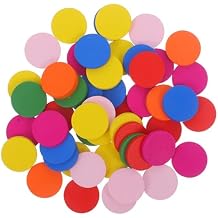 DECHOUS 50Pcs Colorful Wooden Discs for Crafts - 0.8 Inch Round Colored Wood Coins Wooden Craft Discs Ideal for Counting Sorting DIY Art Projects