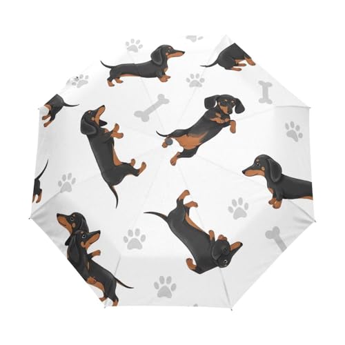 Parapluie blanc teckel mignon pour sac à dos lors des trajets quotidiens