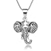 Sterling Silver 19 mm Wild African Elephant Head Pendant Necklace, 18" Snake Chain