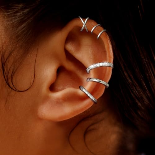 5 Pcs Thin Chunky Ear Cuff Earrings for Women 14K Gold Plated Brass Ear Cuffs Non Piercing Trendy Clip on Cartilage Earrings Cubic Zirconia Fake Piercings Earrings Jewelry2