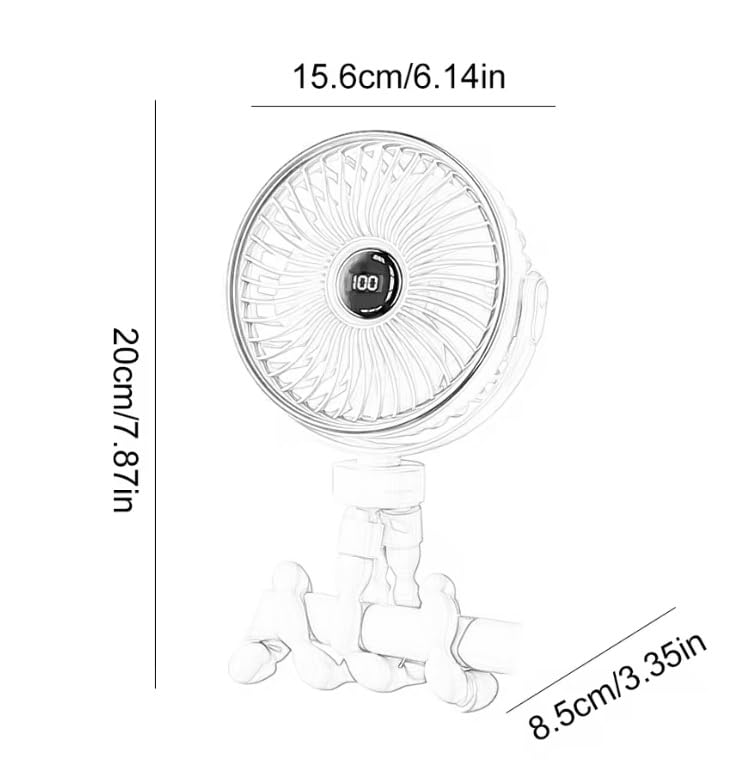Ventilador portátil recargable USB con trípode de pulpo flexible y pantalla LED 3
