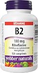 Webber Naturals Vitamine B2 Riboflavine 100 mg, 120 Comprimés | Soutient Le Métabolisme Énergétique, Végétarien