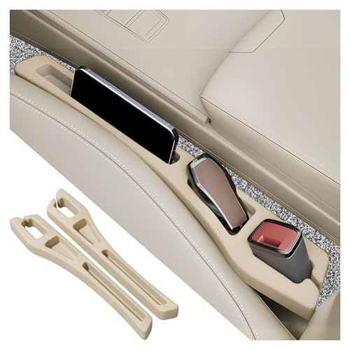 YGDMD 2PCS Car Seat Gap Filler Organizer,2 in 1 Car Gap Filler with Fill and Storage Function for Storing Phones Keys Cards,Universal Multifunctional No Drop Seat Guard for Cars (Beige)