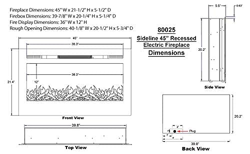 Touchstone Smart Electric Fireplace-The Sideline 45" Wide-in Wall Recessed - 30 Realistic Ember Color/Flame Options - 1,500W Heater w/Thermostat - Log & Crystal Hearth Options - Alexa/WiFi Enabled by Touchstone - Image 7